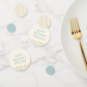 Gepersonaliseerde Naam Eenvoudige Verjaardag Kaars Confetti