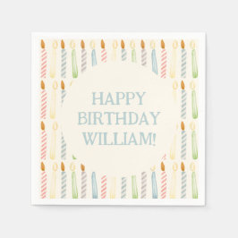 Gepersonaliseerde Naam Eenvoudige Verjaardag Kaars Servet