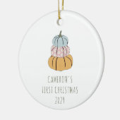 Gepersonaliseerde naam Eerste Kerst Herfst Pompoen Keramisch Ornament (Links)