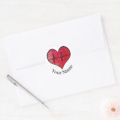 Gepersonaliseerde naam EKG Red — Waterverf hart Ronde Sticker (Envelop)
