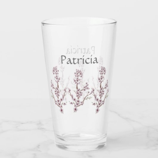 Gepersonaliseerde naam Elegant Cherry Blossoms Roz Glas (Achterkant)