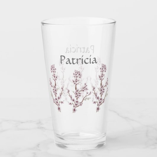 Gepersonaliseerde naam Elegant Cherry Blossoms Roz Glas (Voorkant)