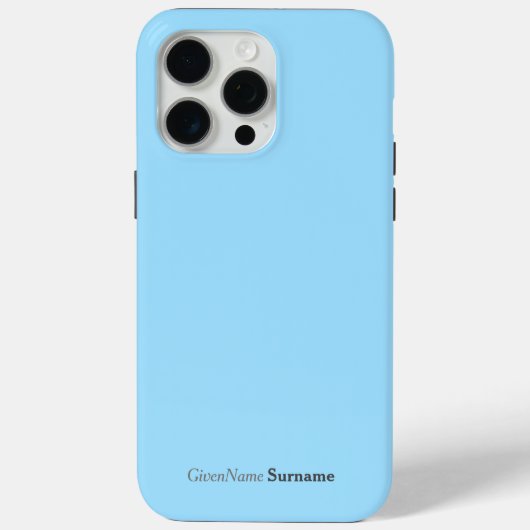 Gepersonaliseerde naam Elegant Eenvoudig Lichtblau Case-Mate iPhone Case (Achterkant)