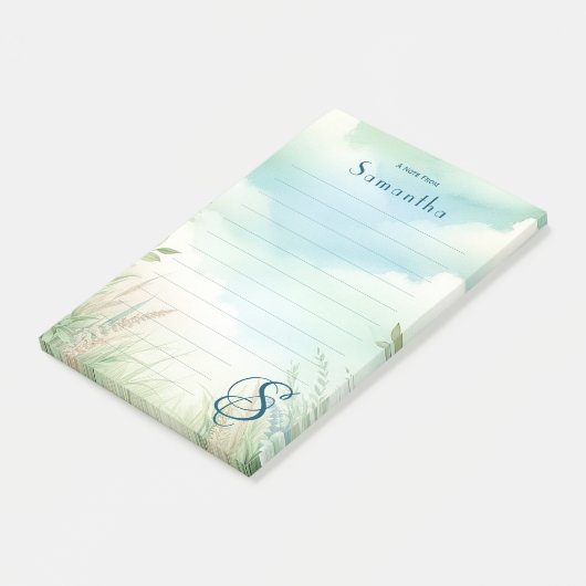 Gepersonaliseerde naam Elegant monogram gevoerd Post-it® Notes (Schuin)