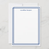 Gepersonaliseerde naam Elegant Navy and White Cust Notitiekaartje (Voorkant)