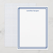 Gepersonaliseerde naam Elegant Navy and White Cust Notitiekaartje (Voorkant / Achterkant)