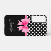 Gepersonaliseerde naam Elegant Pink Bow Samsung Galaxy Hoesje (Achterkant horizontaal)