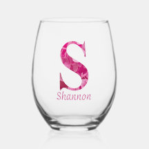 Gepersonaliseerde naam Elegant Pink Floral Monogra