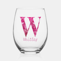 Gepersonaliseerde naam Elegant Pink Floral Monogra