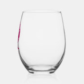 Gepersonaliseerde naam Elegant Pink Floral Monogra Wijnglas Zonder Voet (Links)