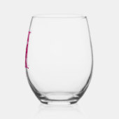 Gepersonaliseerde naam Elegant Pink Floral Monogra Wijnglas Zonder Voet (Links)
