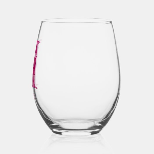 Gepersonaliseerde naam Elegant Pink Floral Monogra Wijnglas Zonder Voet (Links)