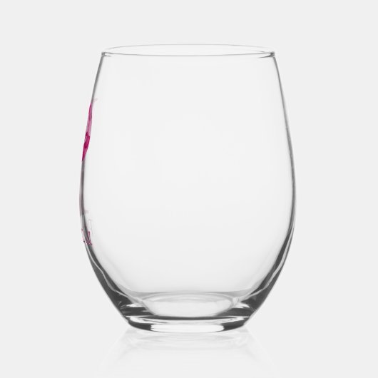 Gepersonaliseerde naam Elegant Pink Floral Monogra Wijnglas Zonder Voet (Links)