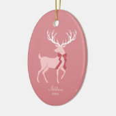 Gepersonaliseerde Naam Elegant Roze Rendier Kerstm Keramisch Ornament (Links)