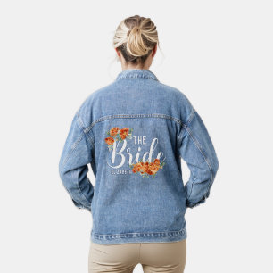 Gepersonaliseerde naam Elegant Script Floral The B Denim Jacket