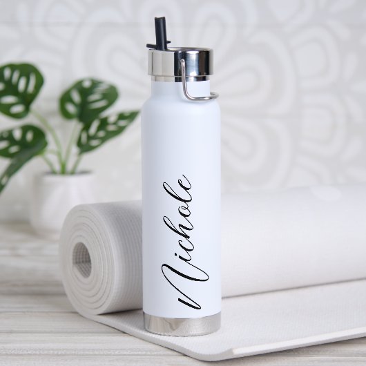 Gepersonaliseerde naam Elegant Script Typografie M Waterfles (Yoga)
