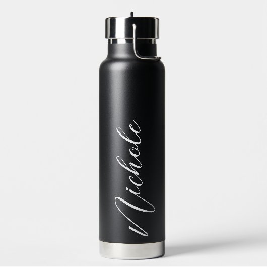 Gepersonaliseerde naam Elegant Script Typografie M Waterfles (Links)