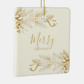 Gepersonaliseerde naam Elegant Unique Merry Christ Keramisch Ornament (Rechts)