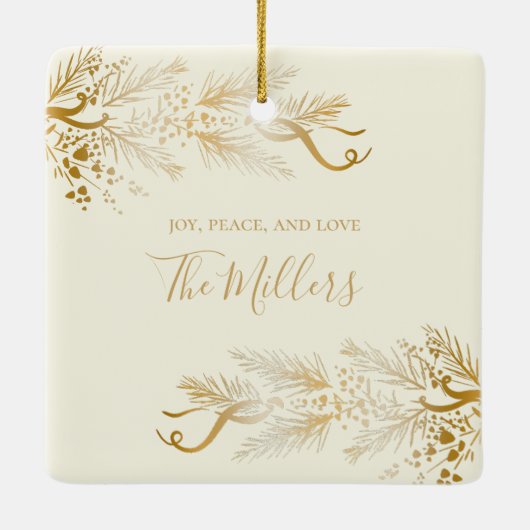 Gepersonaliseerde naam Elegant Unique Merry Christ Keramisch Ornament (Achterkant)