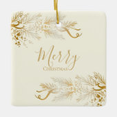 Gepersonaliseerde naam Elegant Unique Merry Christ Keramisch Ornament (Voorkant)