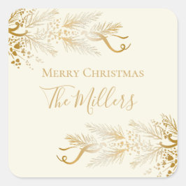 Gepersonaliseerde naam Elegant Unique Merry Christ Vierkante Sticker