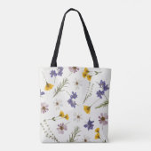 Gepersonaliseerde naam Elegant Wildflower Floral b Tote Bag (Achterkant)
