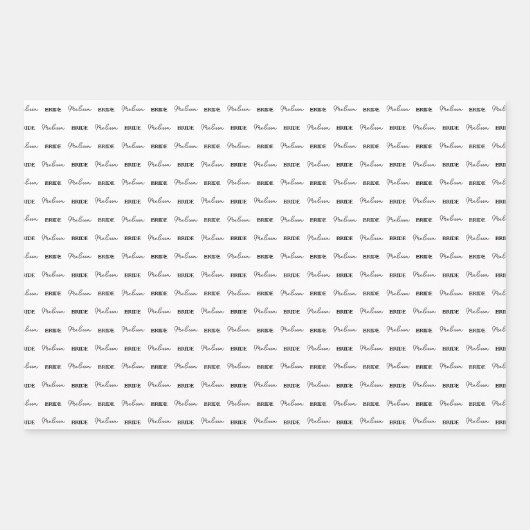 Gepersonaliseerde naam Elegante bruid om wit te zi Inpakpapier Vel (Voorkant)