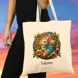 Gepersonaliseerde naam Elegante Prinses Paashaas Tote Bag