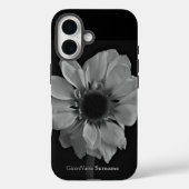 Gepersonaliseerde naam Elegante zwart-witte bloem Case-Mate iPhone Case (Achterkant)