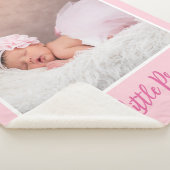 Gepersonaliseerde naam en Baby foto roze Sherpa Deken (3/4)