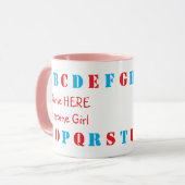 Gepersonaliseerde naam en blauw, rood Engels alfab Mok (Voorkant links)