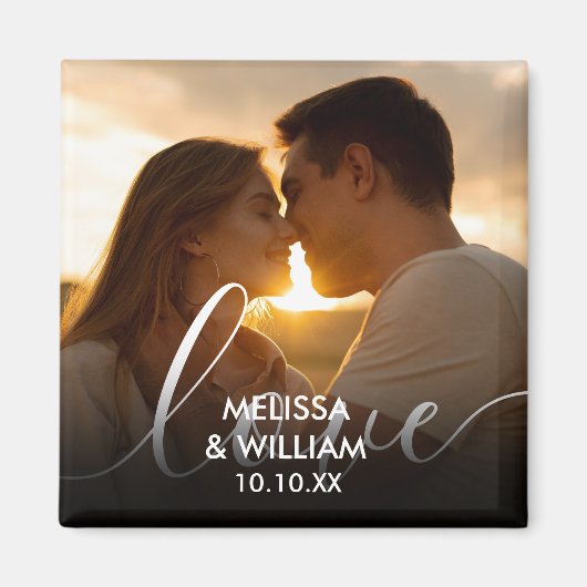 Gepersonaliseerde naam en datumfoto magneet (Voorkant)