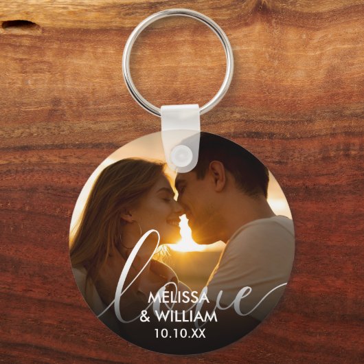 Gepersonaliseerde naam en datumfoto sleutelhanger (Achterkant)