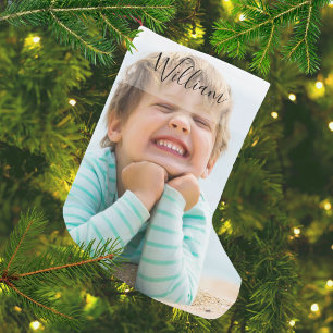 Gepersonaliseerde naam en foto kleine kerstsok