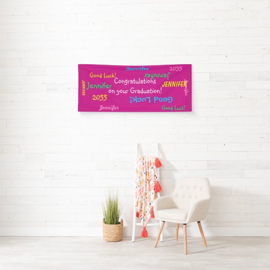 Gepersonaliseerde naam en gebeurtenis Multi Color Spandoek (Insitu)