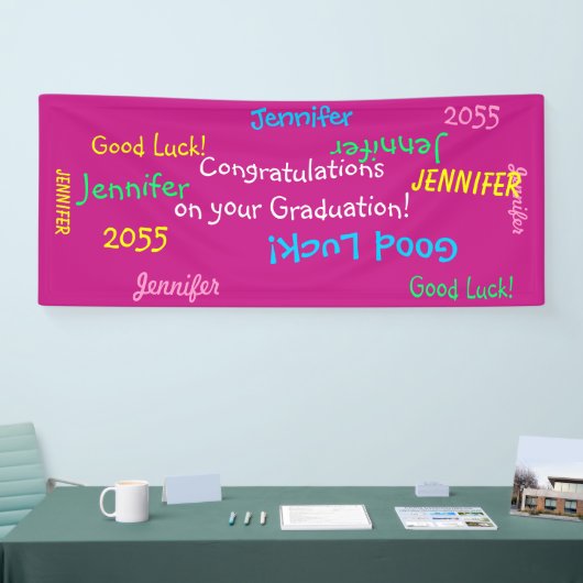 Gepersonaliseerde naam en gebeurtenis Multi Color Spandoek (Beurs)