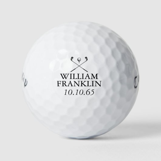 Gepersonaliseerde naam en geboortedatum golfclubs golfballen (Voorkant)