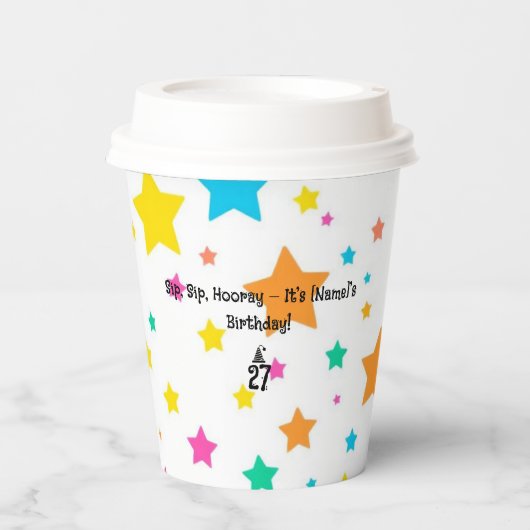 Gepersonaliseerde naam en leeftijd - Aangepaste ve Papieren Bekers (Voorkant)