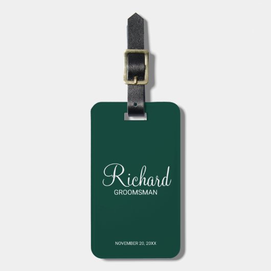 Gepersonaliseerde naam en Monogram Groomsman Bagagelabel (Voorkant verticaal)