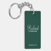 Gepersonaliseerde naam en Monogram Groomsman Sleutelhanger (Voorkant Links)