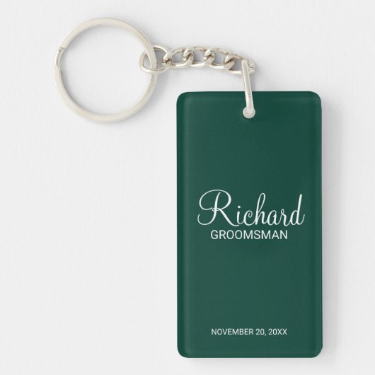 Gepersonaliseerde naam en Monogram Groomsman Sleutelhanger (Voorkant)