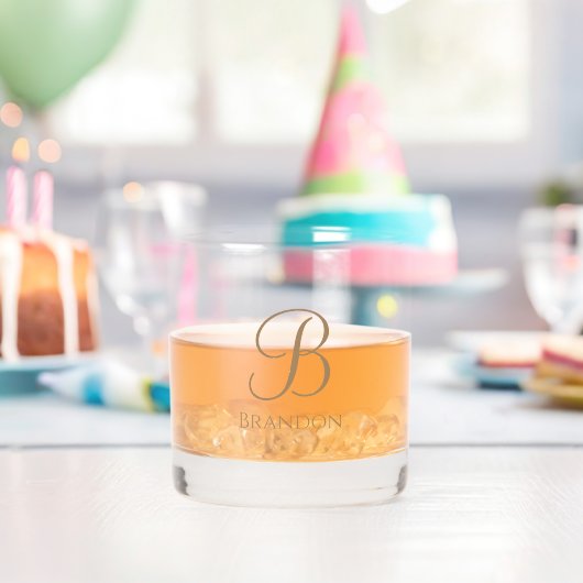 Gepersonaliseerde naam en monogram in goud whisky glas (Insitu (Verjaardag))