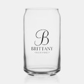 Gepersonaliseerde naam en monogram van het bruidsm blikvorm glas (Voorkant)