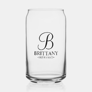 Gepersonaliseerde naam en monogram van het bruidsm blikvorm glas