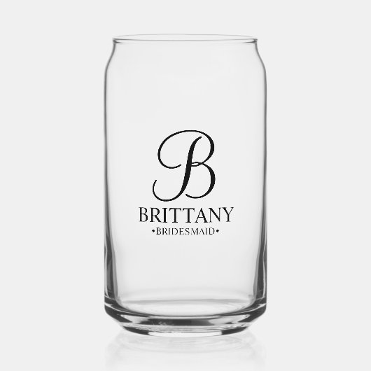 Gepersonaliseerde naam en monogram van het bruidsm blikvorm glas (Voorkant)