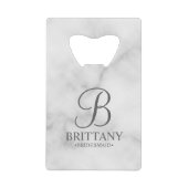 Gepersonaliseerde naam en monogram van het bruidsm creditkaart flessenopener (Voorkant)