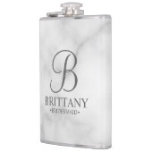 Gepersonaliseerde naam en monogram van het bruidsm heupfles (Links)