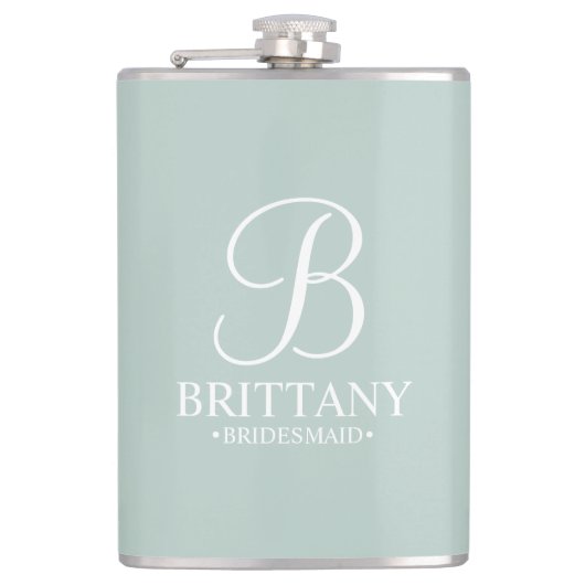 Gepersonaliseerde naam en monogram van het bruidsm heupfles (Voorkant)