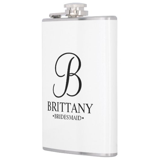 Gepersonaliseerde naam en monogram van het bruidsm heupfles (Links)