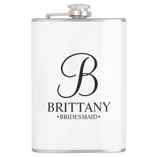 Gepersonaliseerde naam en monogram van het bruidsm heupfles (Voorkant)